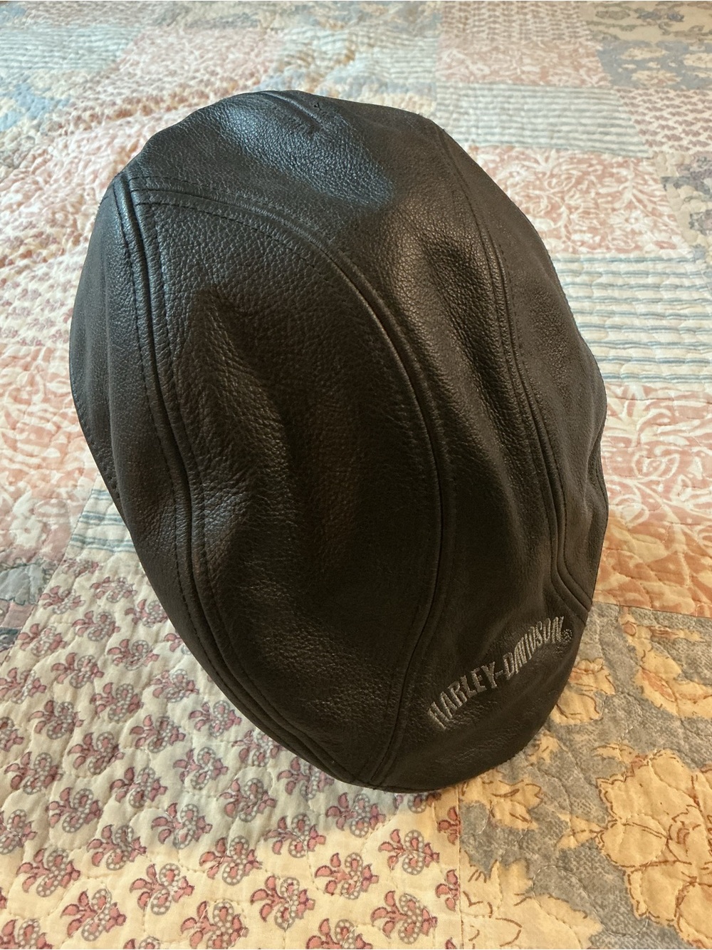 Harley-Davidson Black Leather Biker Skull Cap